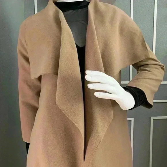Boohoo Shawl Collar Belted Wrap Coat Size Small - Picture 3 of 13